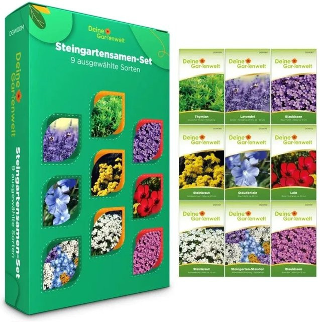 Deine Gartenwelt Steingarten Blumen Samen-Set mit 9 Sorten in Mehrfarbig - Bild 1
