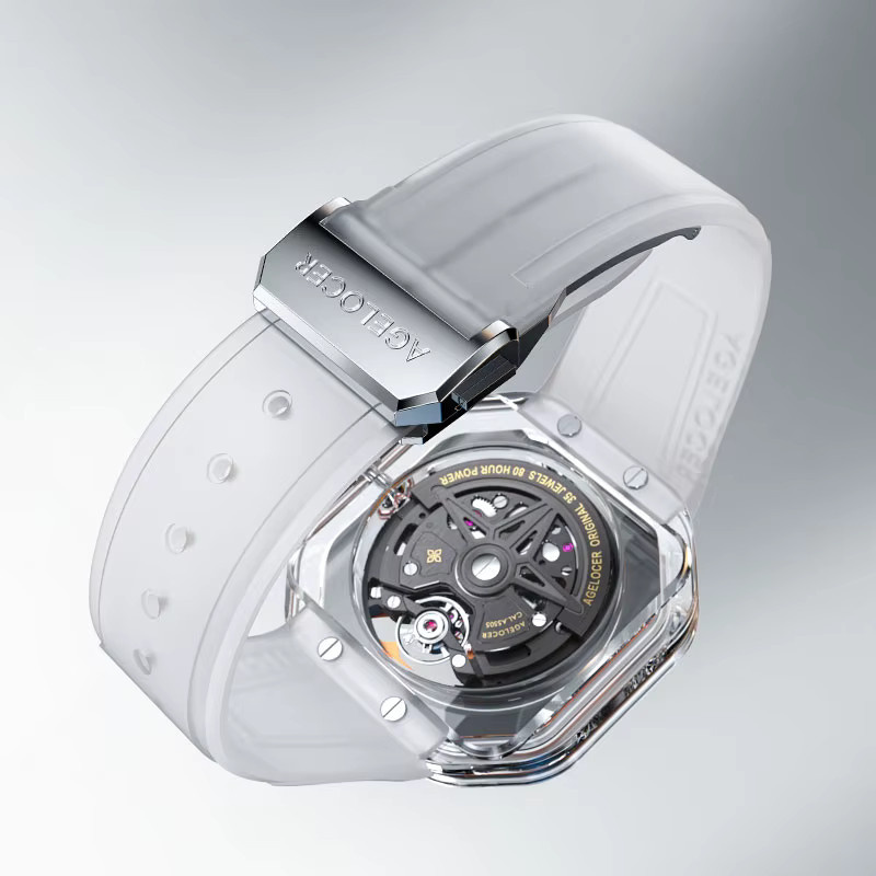 AGELOCER Herrenuhr, Automatik, Kunststoff, Kristall, Schwarz, Eckig - Bild 5