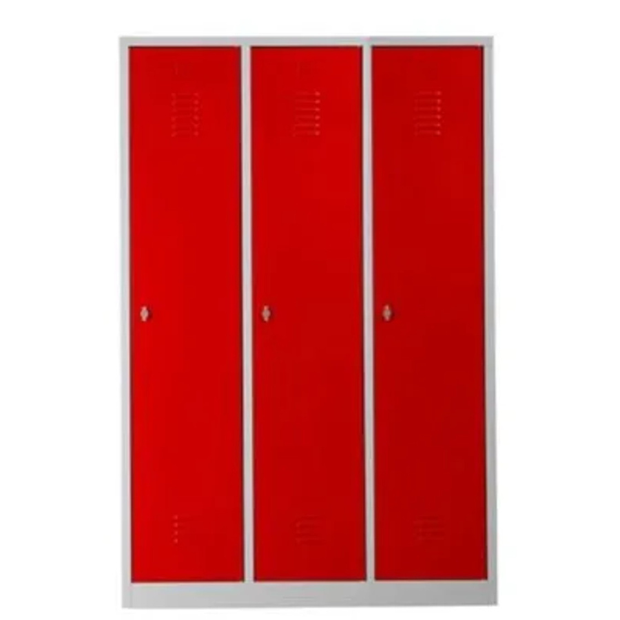 PROREGAL Garderobenspind Camel 3-Fach mit Pro-Aufteilung in Grau-Rot mit Vorhängeschloss, H x B x T: 180 x 119 x 50 cm - Bild 2
