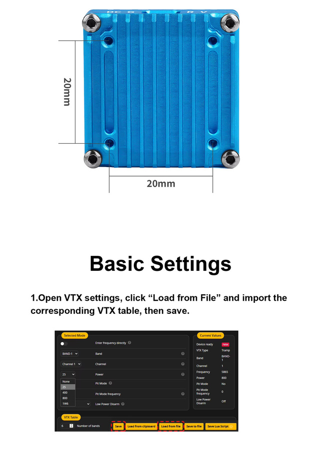 Axisflying V2 VTX 5.8G 1.6W CNC-Kühlkörper Analoge Bildübertragung für RC FPV Freestyle in Blau - Bild 3