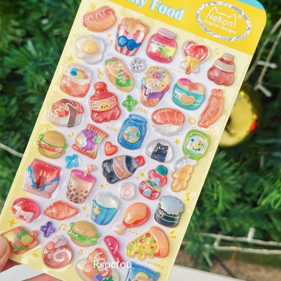 Rspctou Tier- und Lebensmittel-3D-Relief-Aufkleber, Sticker, Cartoon-Muster - Bild 2