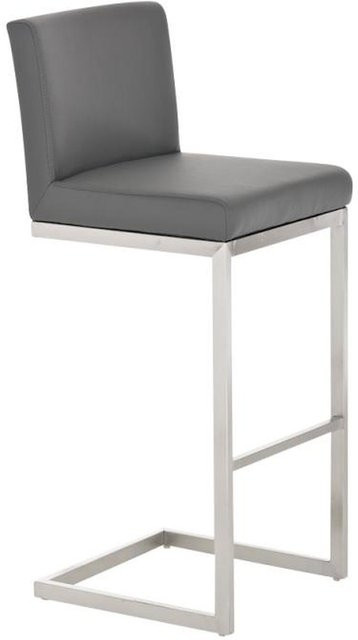 TPFLiving Barhocker Paragon mit Edelstahlgestell und Kunstleder in Grau, H: 104 cm, B: 42 cm, T: 48 cm - Bild 1