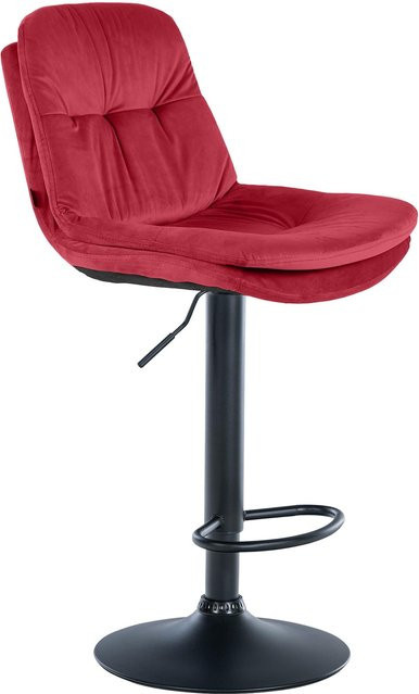 CLP Barhocker Laurel mit Samtbezug, höhenverstellbarer und drehbarer Barstuhl mit Rückenlehne und Fußstütze in modernem Design - Bild 1