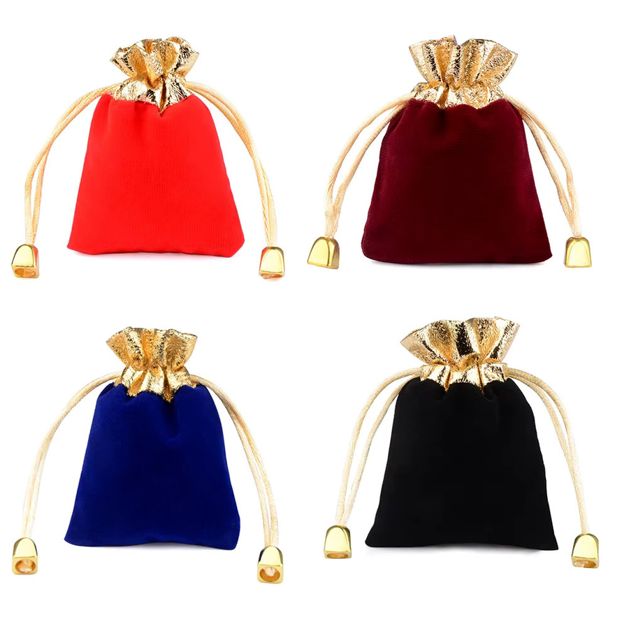 25 Stück Samtbeutel mit Kordelzug und goldfarbenem Rand für Schmuck und Geschenke in verschiedenen Größen, Blau und Gold - Bild 2