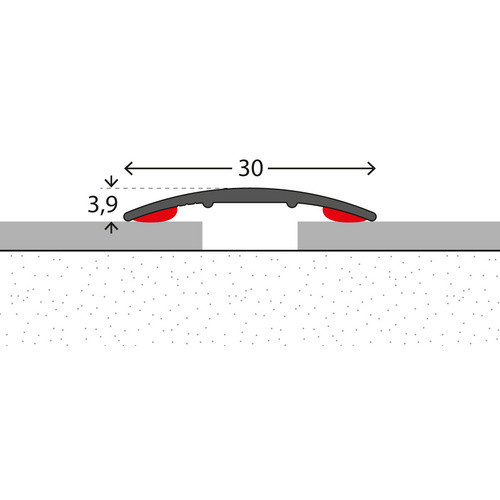 Carl Prinz Übergangsprofil aus Aluminium, selbstklebend, goldfarben, Breite: 30 mm, Höhe: 3 mm - Bild 1