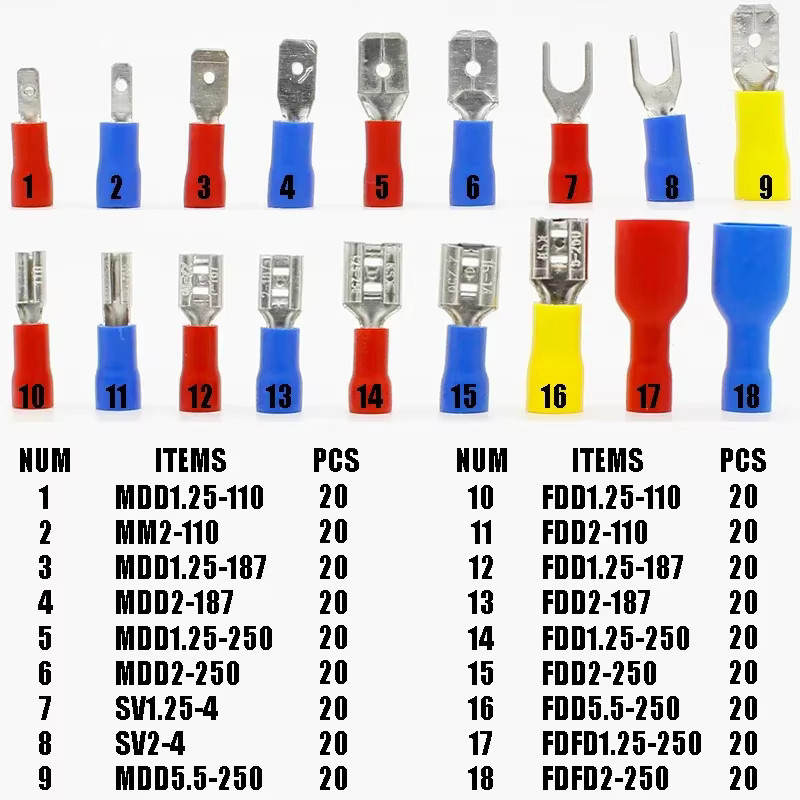 ELECAPITAL Crimp-Sortiment Set mit 360 Stück isolierten Steckverbindern in U-Typ und Spatenring-Anschlüssen, Multicolor - Bild 4