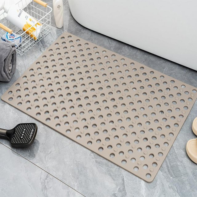 Rutschfeste ZZ HOME Duschmatte aus PVC in Beige mit Saugnäpfen und Abflusslöchern, B/B: 35 x 68 cm - Bild 1
