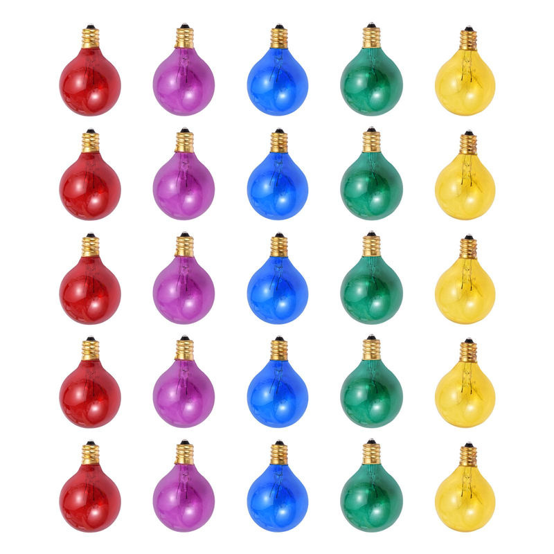 25er Set TOMTOP JMS G40 Wolfram Glühbirnen mit E12 Sockel, 7W, 220-240V, dekorative Globe Glühbirnen in Blau, Grün, Rot, Gelb und Multicolour - Bild 4