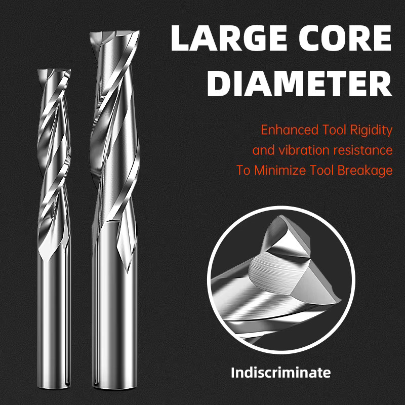 HUHAO HRC65 Hartmetall Schaftfräser für Aluminium, 2 Flöten Spiralfräser für CNC, Farbe: Silber - Bild 2
