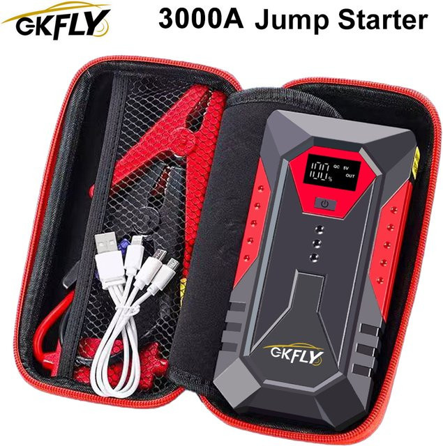 GKFLY Auto-Starthilfe Powerbank Autobatterie-Booster 12V Startgerät für Benzin bis 6.0L und Diesel bis 5.0L in Rot und Schwarz - Bild 1