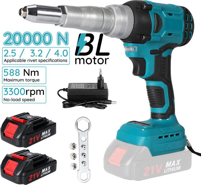 Bürstenlose elektrische Nietpistole für Makita 18V Akku mit 20000N Kraft für Nietmuttern 2,5/3,2/4,0mm - Bild 1