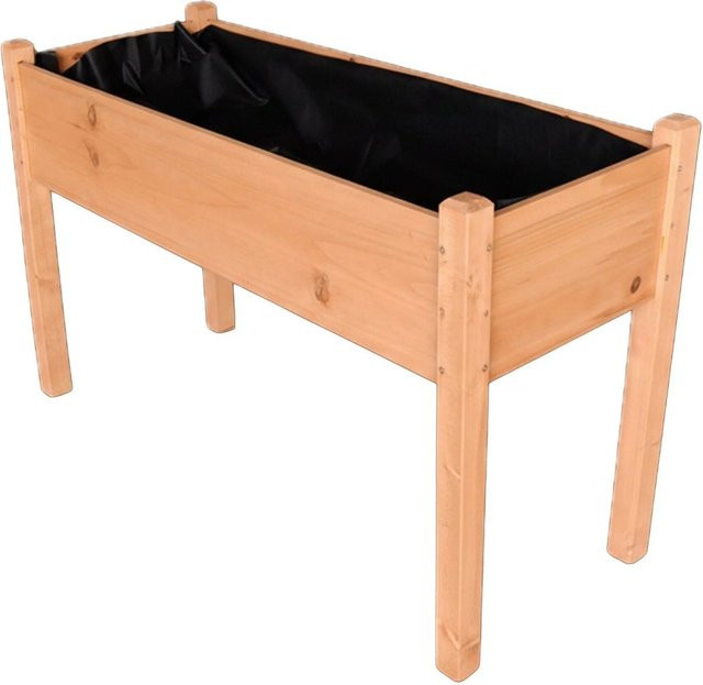 Relaxdays Tischbeet aus Tannenholz in Orange mit Pflanzfolie für Garten, Balkon und Terrasse, B/T/H: 127 x 76 x 46 cm - Bild 1