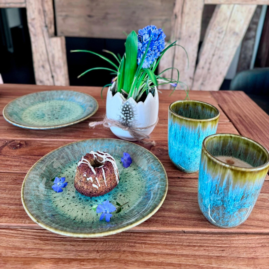 Gipfelstück Kaffeebecher-Set Flussufer aus Steinzeug in Braun, Grün, Blau und Mehrfarbig - Bild 3