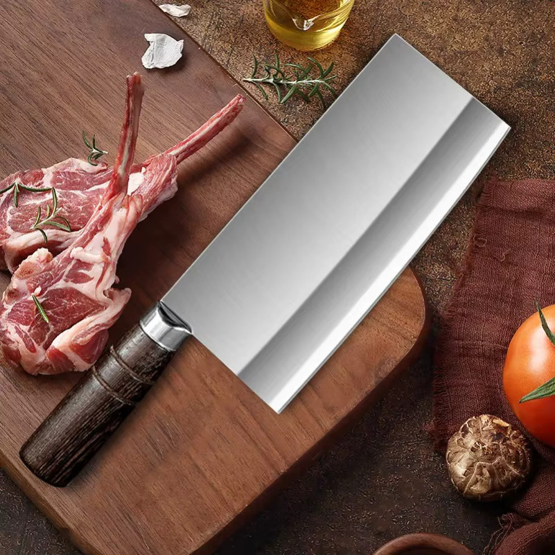 InLeung Küchenmesser Cleaver mit Holzgriff und scharfer Klinge in Silber - Bild 3