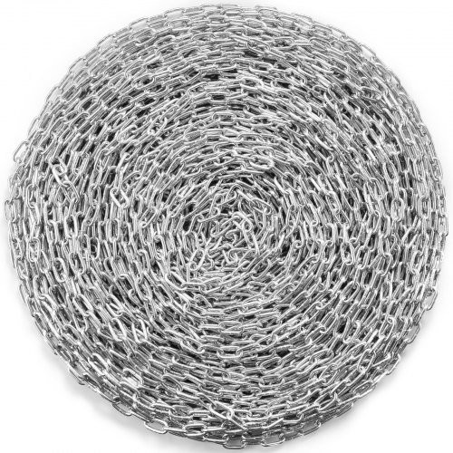 VEVOR Proof Coil Chain aus verzinktem Karbonstahl, Silber, Durchmesser: 4,76 mm, Länge: 76,2 m, Tragfähigkeit: 500 kg - Bild 1
