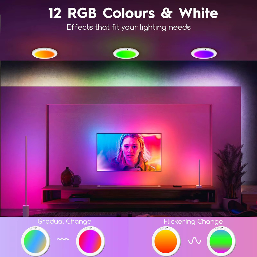 CETANT RGB-Deckenleuchte in Weiß, runde LED-Nachtleuchte mit Bewegungssensor, magnetische Halterung und wiederaufladbarem Akku für Wohnzimmer, Schlafzimmer und Treppenhäuser - Bild 4