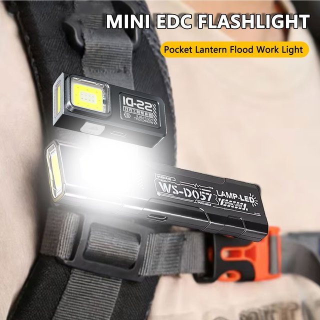 Heinast LED Outdoor-Taschenlampe als Mini-Flutlicht mit Magnet und Schlüsselanhänger, wiederaufladbar, Schwarz - Bild 1
