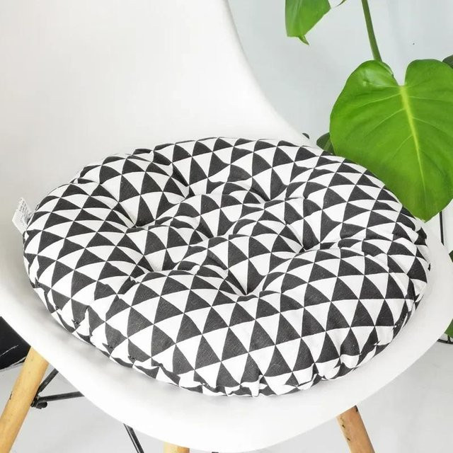 Rundes Dekokissen von YTO sofa cover in Schwarz mit Schaumflocken-Füllung, Durchmesser: 50 cm - Bild 1