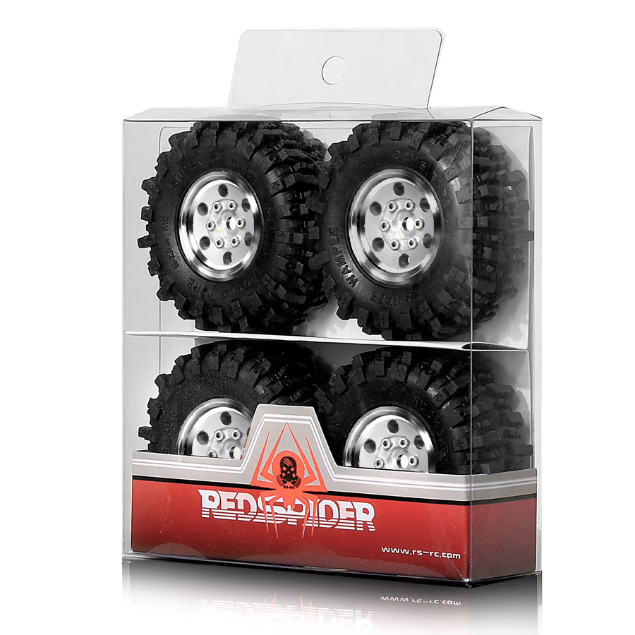 RS Red Spider RC Crawler Beadlock-Reifen und -Räder, 4-teiliges Set, 1:24 - Bild 1