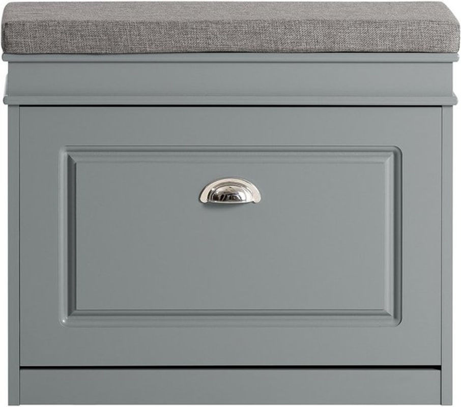SoBuy Schuhbank mit 1 Drehtür in Grau, Klassisch, B/T/H: 61 x 24 x 51 cm - Bild 1