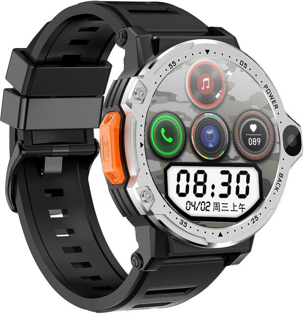 Rainbuvvy PG999 4G Smartwatch mit Android 8.1, 1,54 Zoll Display, Dual-Kamera, 2 GB RAM, 16 GB ROM, WLAN, GPS und Einzel-SIM in Silber - Bild 1