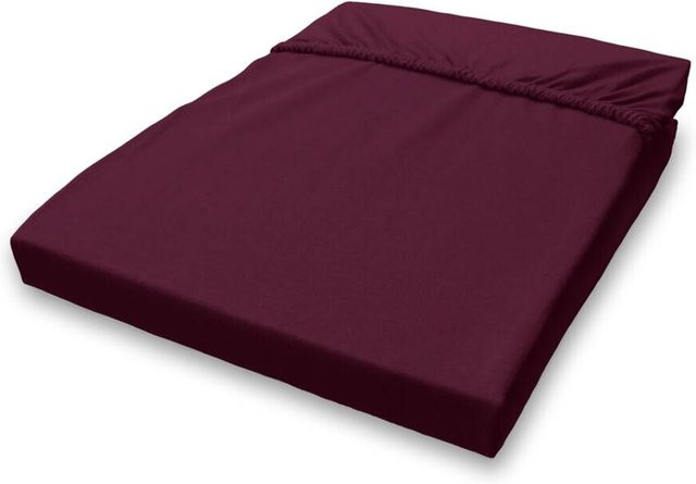 Pocoline Jersey Spannbetttuch aus Baumwolle in Aubergine, B/H/T: 150 x 28 x 200 cm - Bild 1