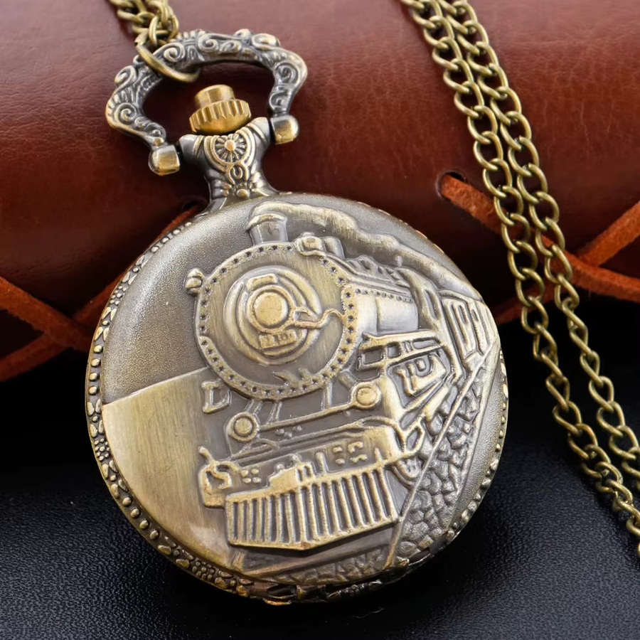Taschenuhr Halskette Anhänger, Quarz, Bronze, Messing, Unisex - Bild 3