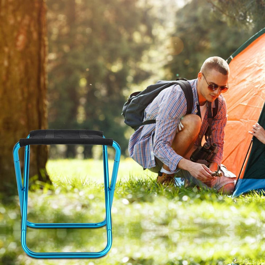Fishine Blauer Outdoor Mini Faltstuhl aus Aluminiumlegierung und Oxford-Tuch für Camping, Angeln und Klettern - Bild 2