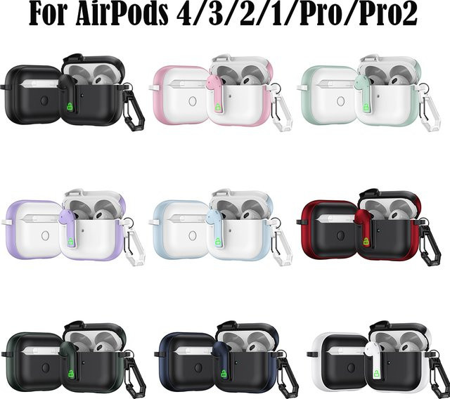Funda Luxus Kopfhörerhülle für Apple AirPods 4, 3, 2 und Pro 2 stoßfeste Cover mit Haken - Bild 1