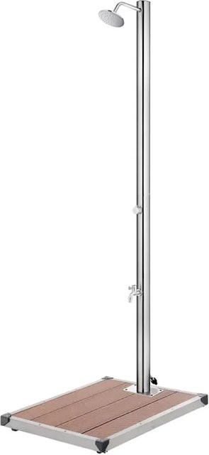 vidaXL Gartendusche aus Edelstahl mit brauner Bodenplatte, Höhe: 220 cm - Bild 1