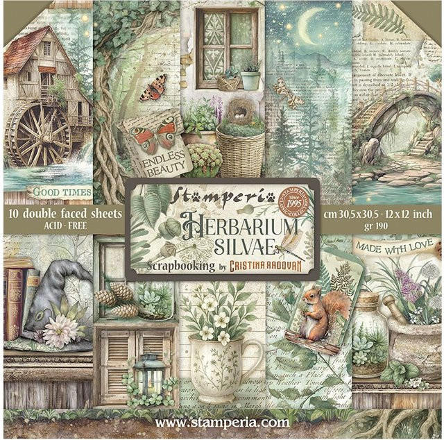 Stamperia Scrapbook-Block Herbarium Silvae in Multicolor - Bild 1