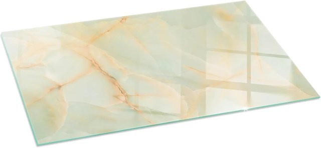 Tulup Kamin Glasplatte mit abstraktem Marmormuster in Türkis, B/T/H: 140 x 70 cm - Bild 1