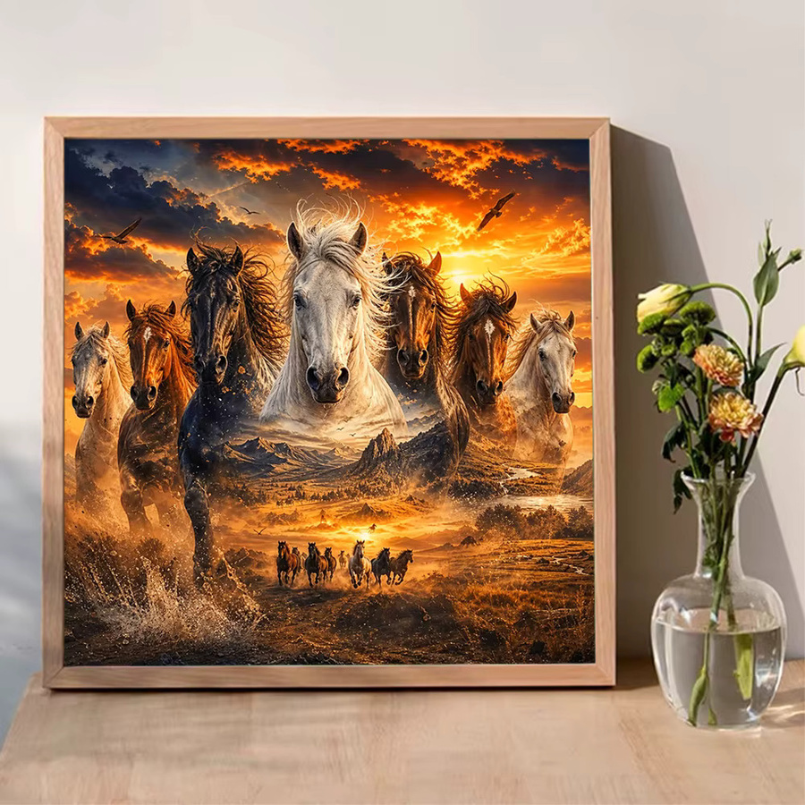 Momoart Diamant-Mosaik DIY Wanddekoration Pferd und Landschaft in Mehrfarbig, B/H: 20 x 20 cm - Bild 3