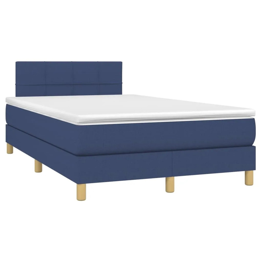 vidaXL Boxspringbett mit Matratze in Blau, Hybrid-Bett mit LED-Unterbettbeleuchtung und USB-Ladeanschluss, B/T: 120 x 200 cm - Bild 2