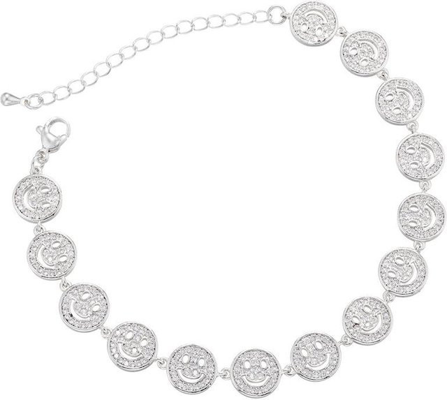 Armband Smiley-Gesicht, Bronze, Zirkonia, Weiß, Damen - Bild 1