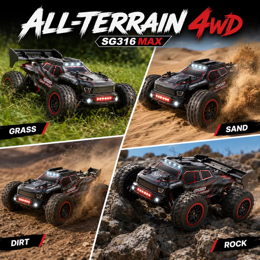 ZNLYRION RC-Wagen, 1/16 RTR Truck, 4WD Offroad-Auto, mit Helligkeits-LED, 2,4G Fernbedienung - Bild 3