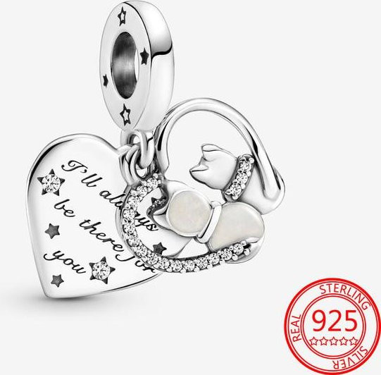 Allbestart Katzenherz-Anhänger Charm, 925 Silber, Zirkonia, Damen - Bild 1