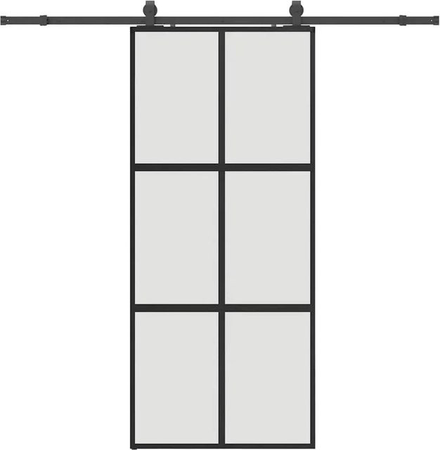 vidaXL Schiebetür aus Hartglas in Schwarz mit Beschlag, B/H: 90 x 205 cm - Bild 1