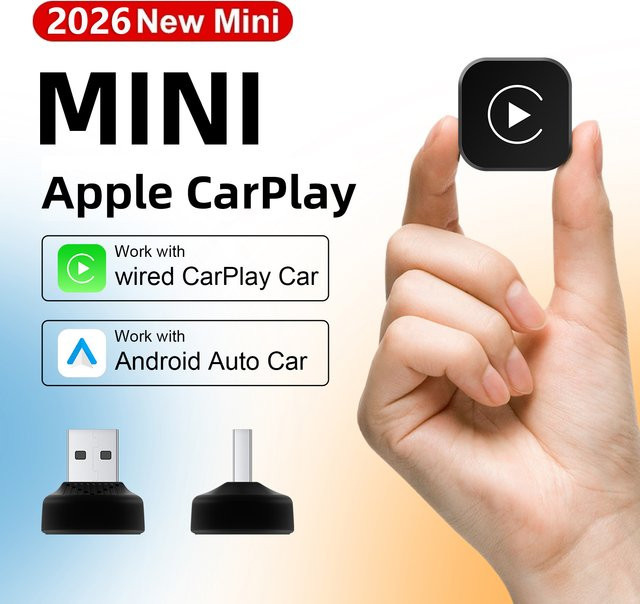 ANYFAR Mini 2-in-1 Kabelloser CarPlay und Android Auto Adapter in Schwarz mit 5G WiFi und Bluetooth 5.0 für Plug & Play - Bild 1