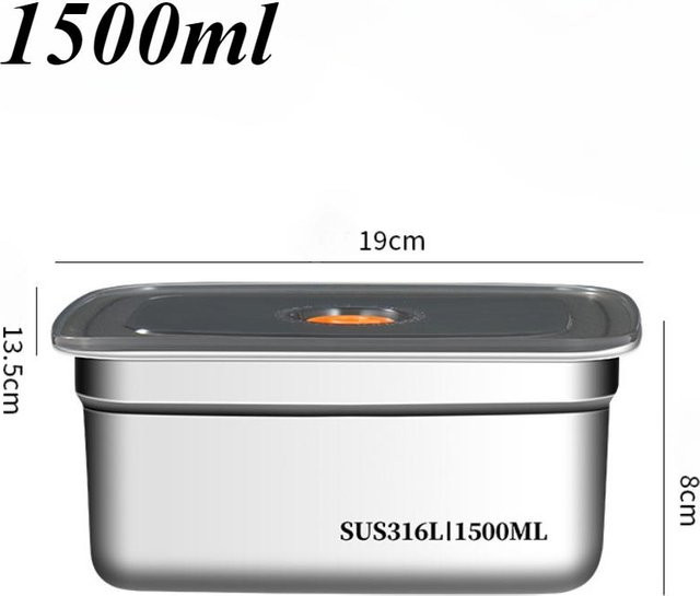 Chocolate Home Edelstahl Bento Box auslaufsicher, silber, 1500 ml - Bild 1