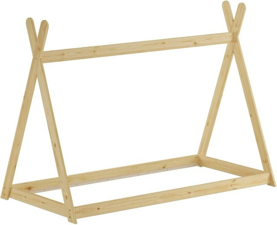 Erst-Holz Kinderbett Tipi Spielbett aus Kiefer Massivholz, Farbe Beige, B/T/H: 90 x 200 x 122 cm