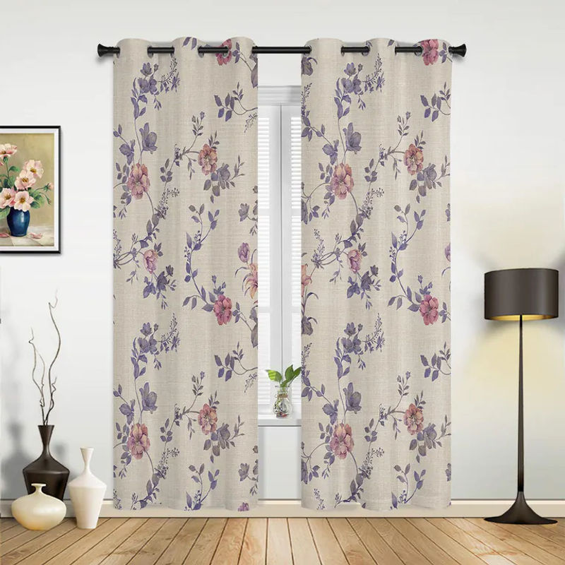 Super Six Vorhang mit Blumenmuster in Grau, semi-transparent, B: 135 cm, H: 60 cm - Bild 3