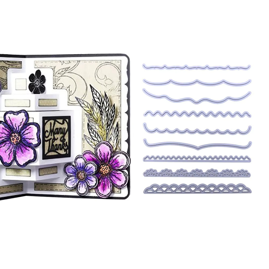 Metall-Schneideschablone mit Blumen-Wellen-Motiv für DIY Scrapbooking und Fotoalbum-Dekoration - Bild 3