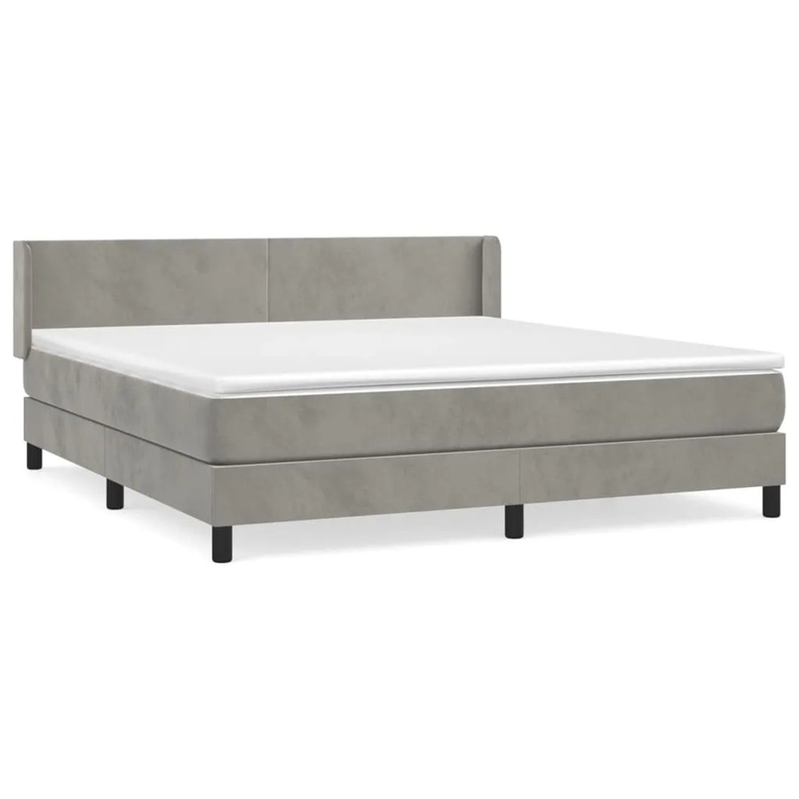 vidaXL Boxspringbett mit Matratze in Grau aus Samt, Hybrid-Design mit Taschenfederkern, B/T/H: 180 x 200 x 78 cm - Bild 2