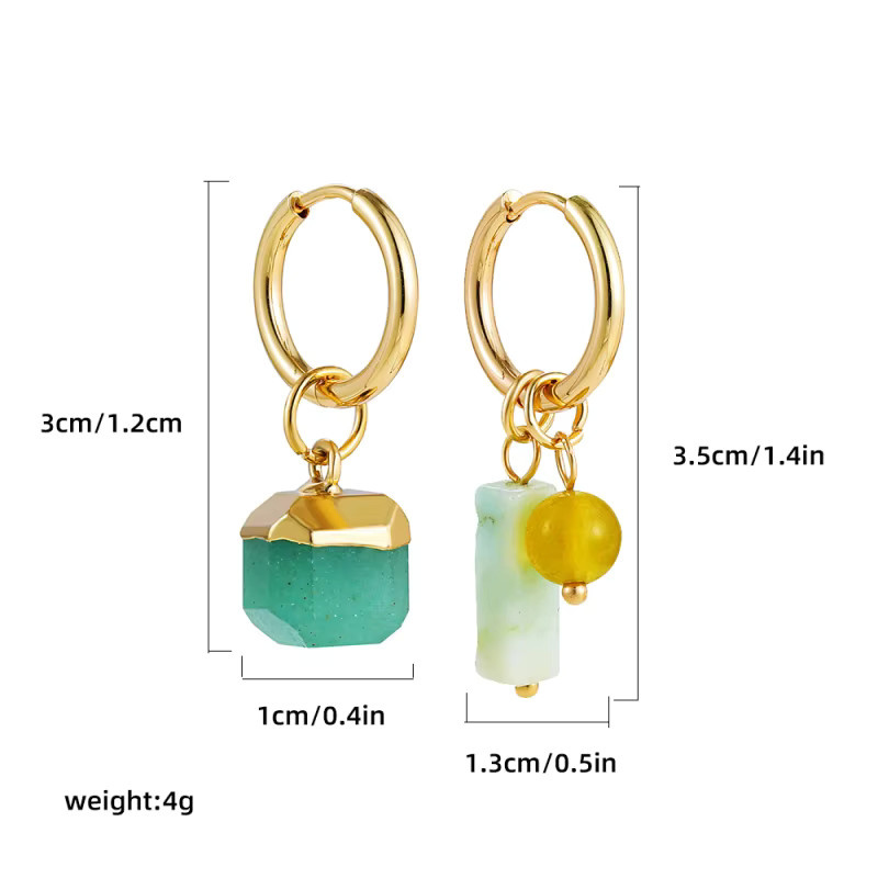 amofa Tropfenohrringe, Achat, Kristall, Perle, Gold, Damen - Bild 3