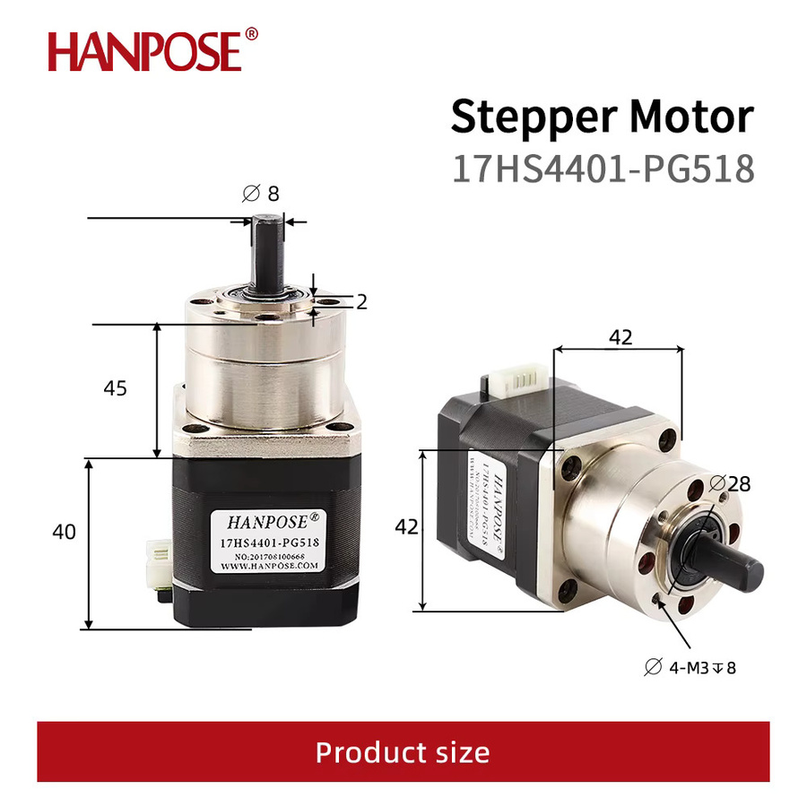 HANPOSE Nema17 Schrittmotor mit Planetengetriebe OSM 17HS4401S-PG5.18 für 3D-Drucker FDM - Bild 2