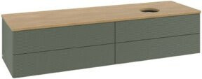 V&B Waschtischunterschrank Antao mit Frontstruktur in Eiche Honig und Grün, B/T: 160 x 50 cm - Bild 1