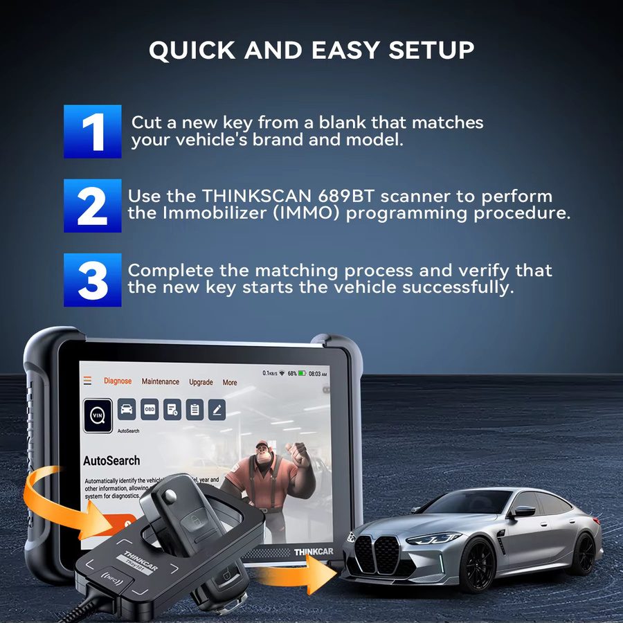 THINKCAR TKEY 101 Autoschlüssel-Programmierer in Schwarz mit 6 Fernbedienungsschlüsseln und IMMO-Programmierwerkzeugen für Thinkcar 689BT, Mucar 892BT und VO8 - Bild 3