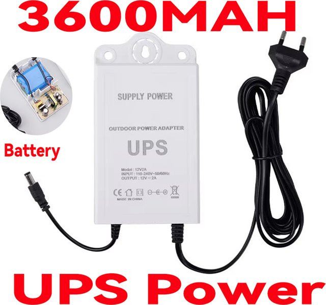 DiFang USV-Netzteil für Kameras mit 3600 mAh, DC 12 V, 2 A, wasserdicht, Weiß - Bild 1
