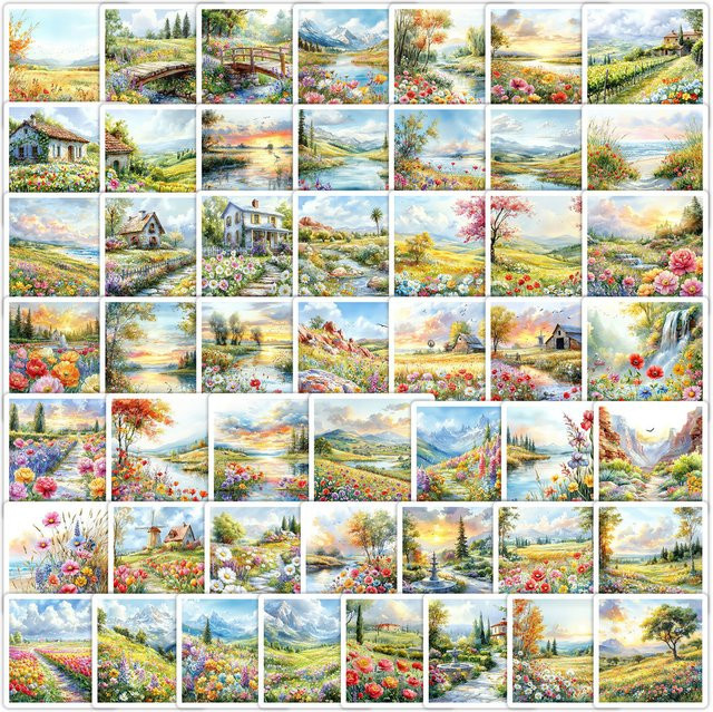 50 Stück Aquarell Frühlings-Reverie Graffiti-Aufkleber in Multicolour für kreative DIY-Dekoration von Wasserbechern und Telefonen von YourLife Store - Bild 1